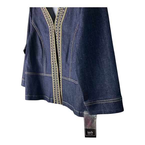 Lark Lane Dark Blue Denim Embellished Blazer - Picture 5 of 7